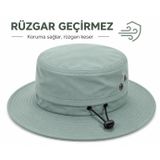 2'si 1 Arada Safari Şapka, Fileli ve Rüzgar Geçirmez, Su İtici Kumaş, Geniş Siperlik, Ayarlanabilir Kordon, Outdoor (SU YEŞİLİ)