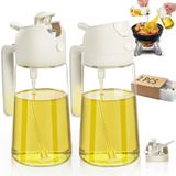 2'si 1 Arada Yağ Dağıtıcı ve Yağ Püskürtücüsü 2 adet, 16oz/470ml Pişirme için Cam Yağ Püskürtücüsü-DWTS Yağ Püskürtme Şişesi, Mutfak, Hava Fritözü, Mutfak, Salata, Izgara için Sis Zeytinyağı