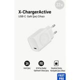 2’si 1 Type-C Çıkışlı Telefon- Apple Watch Akıllı Saat Wireless Kablosuz Destekli Şarj Adaptörü - Beyaz