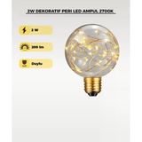 2W Dekoratif Peri Led Ampul 2700K– Globe Tasarım Şeffaf Ambiyans Aydınlatma Ampulü Vitrin