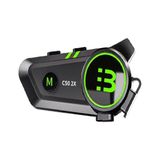 2x Kişi Interkom Bağlantı Waterproof Hd Stereo Motosiklet Kulaklığı Bluetooth Motor Kask Kulaklık - Karbon - Siyah