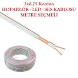 2X0,75 Kordon Şeritli Beyaz Kablo Metre Seçmeli Ücretsiz Kargo