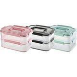 2x1,8 L Çift Katlı Plastik Yemek Taşıma Kutusu 3,6 L Saklama Kabı Sızdırmaz Contalı Şeffaf