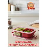 2X600ML Bölmeli Dikdörtgen Heat'n Go Saklama Kabı (Üçlü Set)
