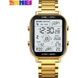 2xudc SKMH7102 Skmei 1888 Skmei 1888 Erkekler Paslanmaz Çelik Çok Fonksiyonlu Pedometre Kalori Kilometre Ikili Zaman Siyah Altın Spor Su Geçirmez Dijital Saat (Yurt Dışından) - Renkli