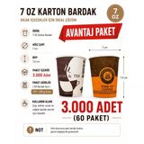 3.000 Adet Avantaj Paket 7 Oz Karton Bardak - Kullan At Çay Ve Kahve Bardağı