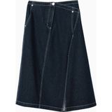 3.1 Phillip Lim Asimetrik Denim A-Line Lüks Tasarım Kadın Etek - Lacivert - 36