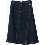 3.1 Phillip Lim Asimetrik Denim A-Line Lüks Tasarım Kadın Etek - Lacivert - 40