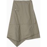 3.1 Phillip Lim Çizgili Poplin Asimetrik Wrap Kadın Etek - Yağ Yeşili