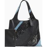 3.1 Phillip Lim Dantel Patchwork Denim Market Lüks Tasarım Kadın Tote Çanta - Siyah