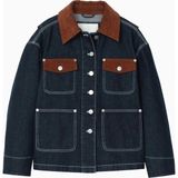 3.1 Phillip Lim Denim Ranch Kontrast Kadife Detaylı Kadın Ceket - Lacivert