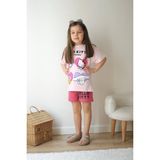 3-10 Hello Kity Kuromi Stitch Şortlu Kız Çocuk Takım Pembe