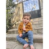 3-4-5 Yaş Fitilli Kadife Ceket Kot Pantolonlu 3lü Kız Erkek Çocuk Takımı Hardal - 3 Yaş