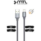 3.4A Usb To İphone Lightning Silikon Hızlı Şarj Ve Data Aktarım Kablosu 1 Metre Gri Mt2432