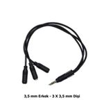 3.5 Mm Aux Çoklayıcı Kablo 1 Erkek 3 Dişi 20 Cm - Kulaklık Ve Ses Paylaştırıcı Splitter 0,15M