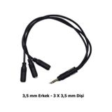 3.5 Mm Aux Çoklayıcı Kablo 1 Erkek 3 Dişi 20 Cm - Kulaklık Ve Ses Paylaştırıcı Splitter