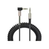 3.5 Mm Erkek/Erkek 1.Kalite Kutulu Stereo Aux Kablo L Uçlu Yaylı Spiralli Ses Aktarım Kablosu