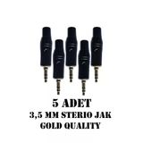 3.5 Mm Stereo Çivi Jak Lehim Tipi Fiş Kulaklık Aux Bilgisayar Ses Kablosu Giriş Tamir Jakı 5 Adet Siyah