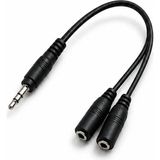 3.5 mm Stereo Ses Çoklayıcı Kablo - 1 Erkek / 2 Dişi Kulaklık ve Mikrofon Ayırıcı Adaptör Tek Girişi Ikiye Bölen Stereo Ses Çevirici Kablo