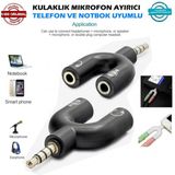 3.5mm Aux Kulaklık Ve Mikrofon Ayırıcı Y Çoklayıcı Splitter Switch Stereo Dönüştürücü