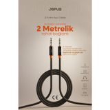 3.5mm Aux To 3.5mm Aux Ses Kablosu Stereo Destekli Örgülü 2 Metre