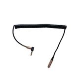 3.5mm Spiral Aux Uzatma Kablosu - L Tipi Erkek - Dişi Ses Kablosu, Altın Kaplama Uçlu, Kırılma Önleyici Metal Yay Korumalı Kulaklık ve Araç Ses Uzatıcı (Siyah)