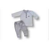 3-6 6-9 9-12 Ay Melanjlı Uzun Kollu Sweatli 2li Erkek Bebek Takımı Mavi - 6 - 9 Ay