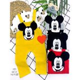 3-6-9-12 Ay Mickey Figürlü Uzun Kollu Baskılı Sweatli 2li Kız Erkek Bebek Salopet Takımı Siyah - 3 Ay