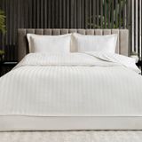₺3.999,00.* Schafer Home Jody Çift Kişilik 2 Cm Çizgi Saten Nevresim Takımı 4 Parça Beyaz