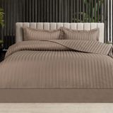 ₺3.999,00?- Schafer Home Jody Çift Kişilik 2 Cm Çizgi Saten Nevresim Takımı 4 Parça Kahverengi