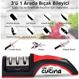 3 Açılı Profesyonel Bıçak Bileyici Elmas Seramik Tungsten Çelik El Bıçakları Bileme – Kırmızı Siyah