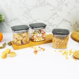 3 Adet 0.5 Lt Istiflenebilir Kristal Vakumlu Erzak Kabi 0.5 Lt Vakumlu Saklama Kabi