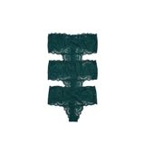 3 Adet 1 Paket T. Yeşili Dantelli Lastik Detay Yüksek Bel Kadın Tanga Külot (XL)