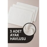 3 Adet %100 Pamuk En Iyi Emici Ayak Havlusu : Konforlu Banyo Paspası 50x70cm Terra Beyaz