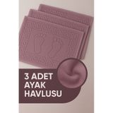 3 Adet %100 Pamuk En Iyi Emici Ayak Havlusu : Konforlu Banyo Paspası 50x70cm Terra Mürdüm