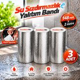3 Adet 148 mm 2 Metre Çatı Izolasyon Bandı Su Sızdırmaz Geçirmez Yalıtım Çamur Tamir Çatl - Genel