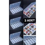 3 Adet 18 Bölmeli Şeffaf Kolye Yüzük Takı Kutusu Dişçi Ürünler Organizer Düzenleyici Kutu