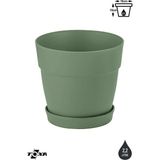 3 Adet 2 Litre Mono Saksı Tabaklı Drenaj Delikli Plastik Çiçek Saksısı - 2L Set - Yeşil