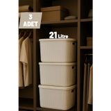 3 Adet 21 Lt Colors Krem Dolap İçi Düzenleyici Organizer Oyuncak Kutusu Kapaklı Saklama Kutusu