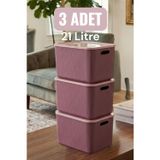 3 Adet 21 Lt Storage Mor Dolap Ici Duzenleyici Oyuncak Ve Camasir Sepeti Elbise Saklama Kutusu
