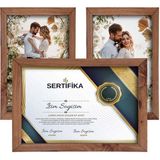 3 Adet 21X30 Çerçeve - Mdf A4 Çerçeve - Çoklu Fotoğraf Çerçevesi - Diploma Çerçevesi - Sertifika - Ahşap