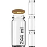 3 Adet 224 Ml Cam Kavanoz, Gold Metal Kapaklı, Şeffaf Konserve Kavanozu (224 Mililitre)