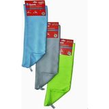 (3 Adet) 2311 Mikrofiber Oto Kurulama ve Cam Temizlik Bezi 50X70 Cm. Mavi - Yeşil - Gri UNISEX,132 - 0 - 21 lt