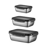 3 Adet 304 Çelik 550-850-1800 ml Yemek Meyve Et Buzdolabı Beslenme Saklama Kabı