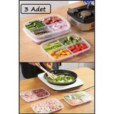 3 Adet 4 Bolmeli Kahvaltilik Ve Sebze Saklama Kabi - 400 Ml Bebek Ve Cocuk Yemek Porsiyon