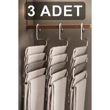 3 Adet 5 Katlı Metal Pantolon ve Şal Askısı Dolap Içi Eşarp Askısı Çoklu Askılık - Krom