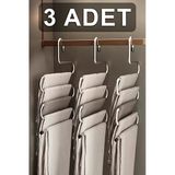 3 Adet 5 Katlı Metal Pantolon Ve Şal Askısı Dolap İçi Eşarp Askısı Çoklu Askılık Metal Inox Tr
