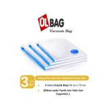 3 Adet 50 Cm X 70 Cm Elbise Vakumlu Poşet- Vakumlu Hurç - Vakumlu Poşet Seti Şeffaf