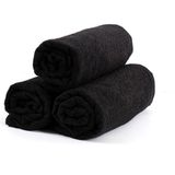 3 Adet 50 x 90 cm Mikrofiber El Yüz Kuaför Berber Spor Havlusu Leke ve Saç Boyası Tutmayan - Siyah