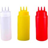 3 Adet 500 ml 3 Delikli Profesyonel Sos Şişesi,yağlık